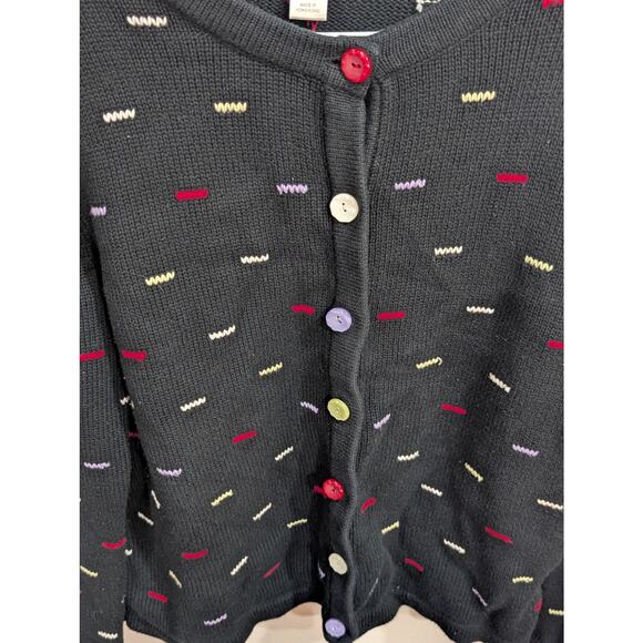 Christopher & Banks black w/primary colored buttons &:knit detail size Large - Picture 3 of 9